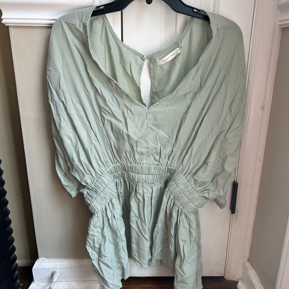 Boutique Mustard Seed Green Peplum Blouse